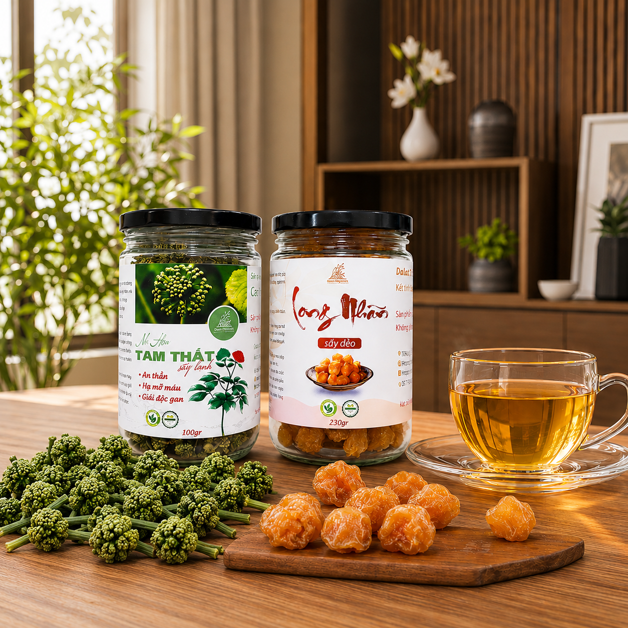 🌸 NỤ HOA TAM THẤT & LONG NHÃN SẤY DẺO