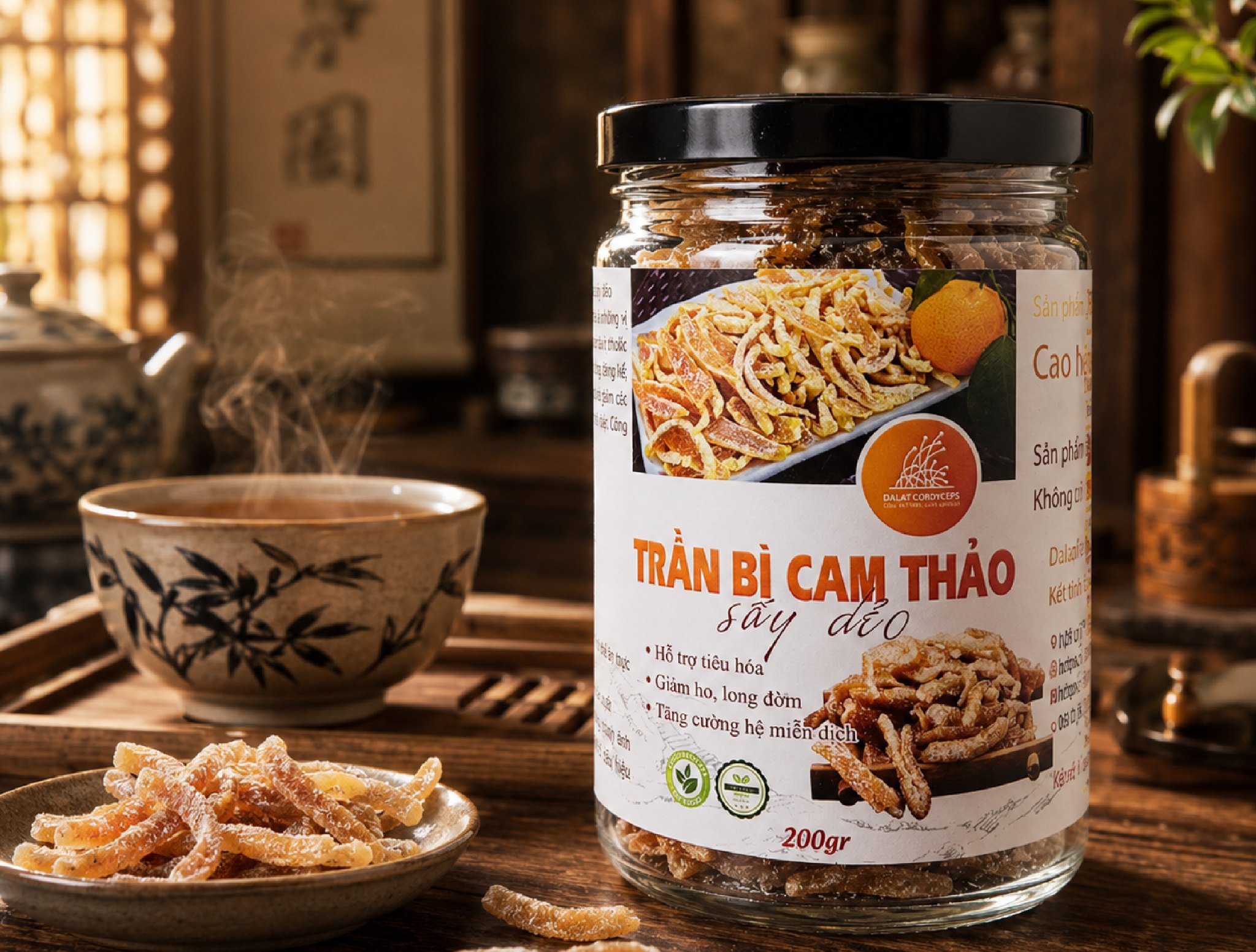 🌿 TRẦN BÌ CAM THẢO SẤY DẺO – MỘT CHÚT NGỌT THANH TRONG NHỊP TRÀ CHẬM