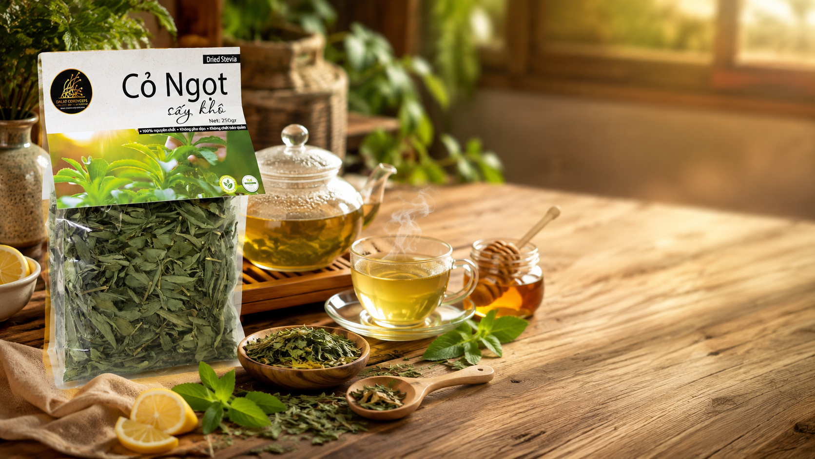 🌿 **CỎ NGỌT SẤY KHÔ, VỊ NGỌT TỰ NHIÊN CHO NHỮNG TÁCH TRÀ THẢNH THƠI**