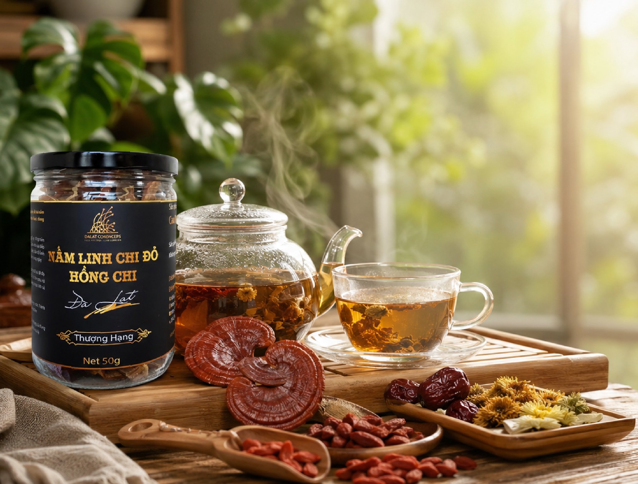 🌿 **NẤM LINH CHI ĐỎ - HỒNG CHI THÁI LÁT | MỘT TÁCH TRÀ THANH NHẸ CHO NHỮNG KHOẢNH KHẮC SỐNG CHẬM**