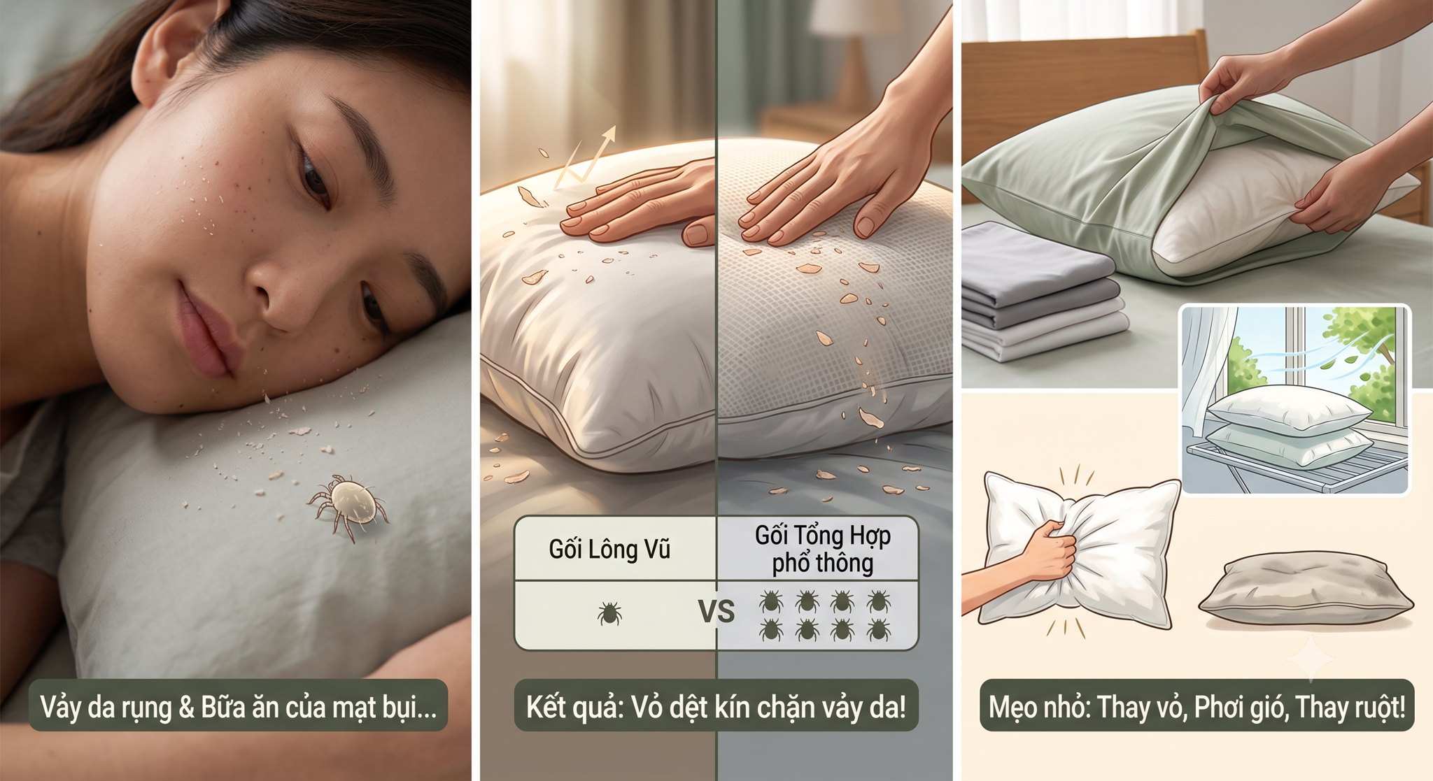 Ruột Gối Bông Có Sạch Hơn Ruột Lông Vũ Không? Câu Trả Lời Không Như Bạn Nghĩ