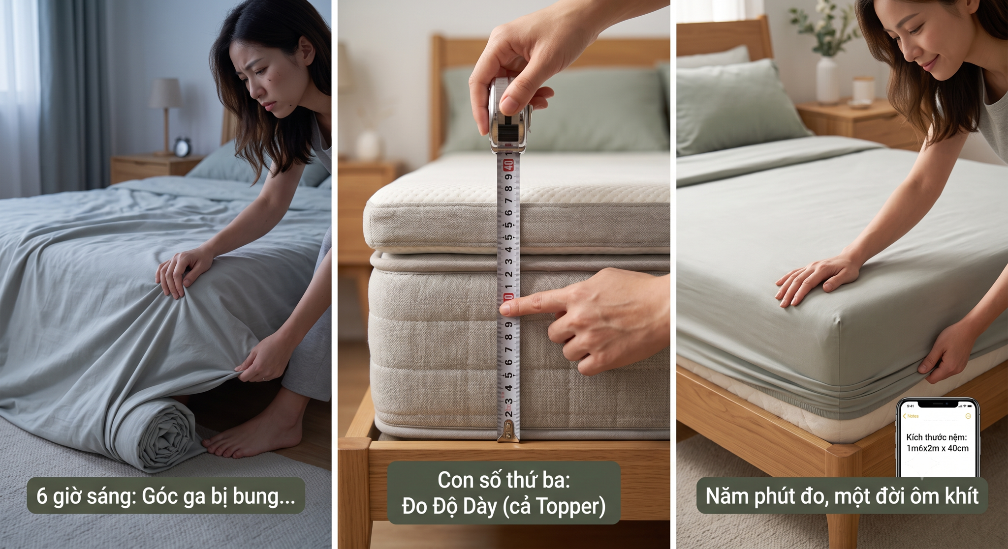 Đo Nệm Trước Khi Mua Ga: Ba Con Số, Năm Phút, Đỡ Một Lần Đổi Hàng
