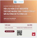 🤖 Seminar Toán học tính toán (25/8/2026) - Chủ đề: Tối ưu hóa trong kỷ nguyên AI, những thách thức và hướng đi trong tương lai