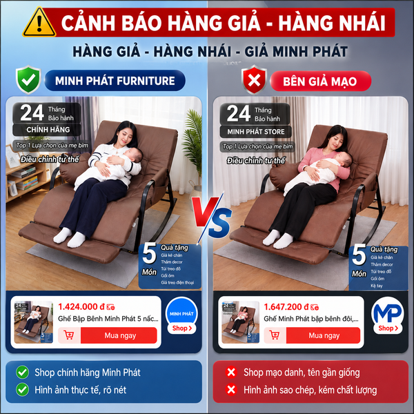 Cảnh báo hàng giả hàng nhái ghế chính hãng Minh Phát- So sánh chất lượng hàng giả