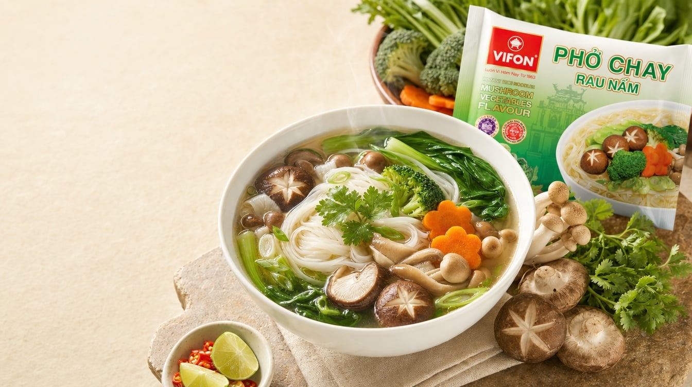 Review phở chay ăn liền có ngon không? Trải nghiệm Phở chay rau nấm VIFON 65g