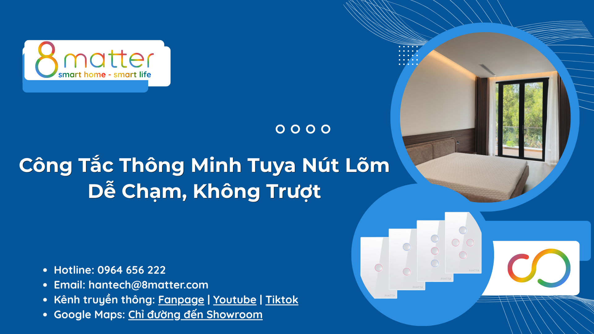 Công tắc thông minh Tuya nút lõm: Dễ chạm, không trượt