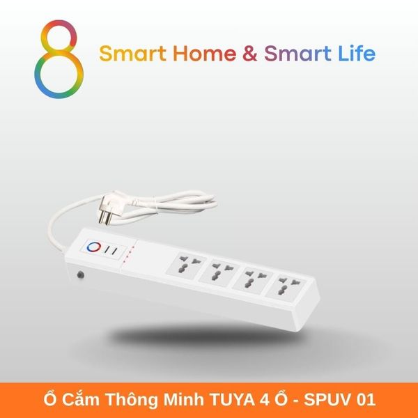 Ổ Cắm Thông Minh Wifi Tuya Smart Life 4 ổ 10A  kèm 1 USB A + 1 Type C  - 8Matter - SmartHome
