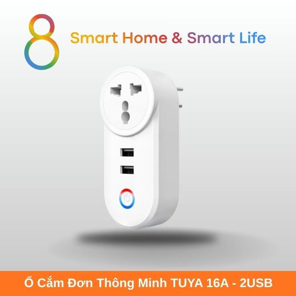 Ổ Cắm Đơn Thông Minh Tuya Smart Life 16A +2USB IN02- 8Matter - SmartHome