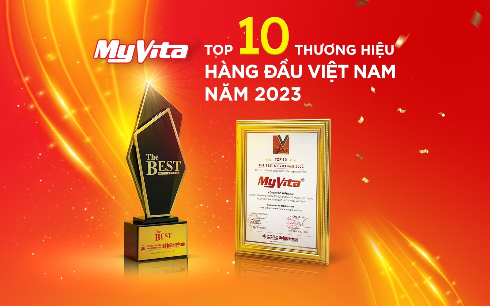 VINH DANH MYVITA TOP 10 THƯƠNG HIỆU HÀNG ĐẦU VIỆT NAM 2023