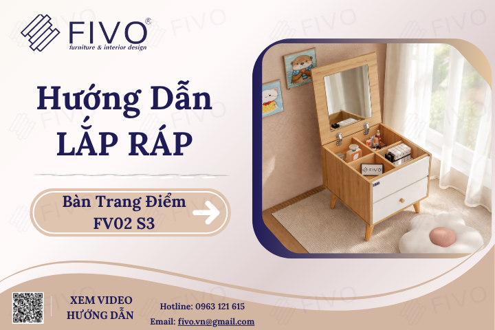 Hướng Dẫn Lắp Ráp Bàn Trang Điểm FV02 FIVO Ngang 36cm, Dễ Dàng Thực Hiện Tại Nhà