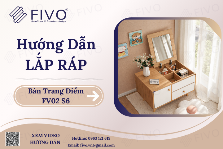 Hướng Dẫn Lắp Ráp Bàn Trang Điểm FV02 FIVO Ngang 60cm, Đơn Giản & Nhanh Chóng