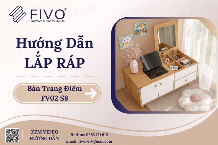 Hướng Dẫn Lắp Ráp Bàn Trang Điểm Mini Ngồi Bệt Gương Gập Đa Năng FV02 FIVO Ngang 80cm, Thao Tác Dễ Dàng, Nhanh Chóng