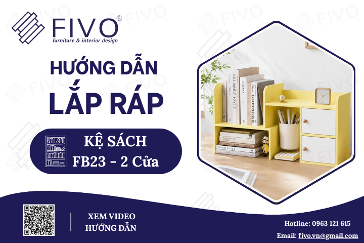 Hướng Dẫn Lắp Ráp Kệ Sách Để Bàn FB23 FIVO, 2 Cửa, Thuận Tiện Dễ Làm