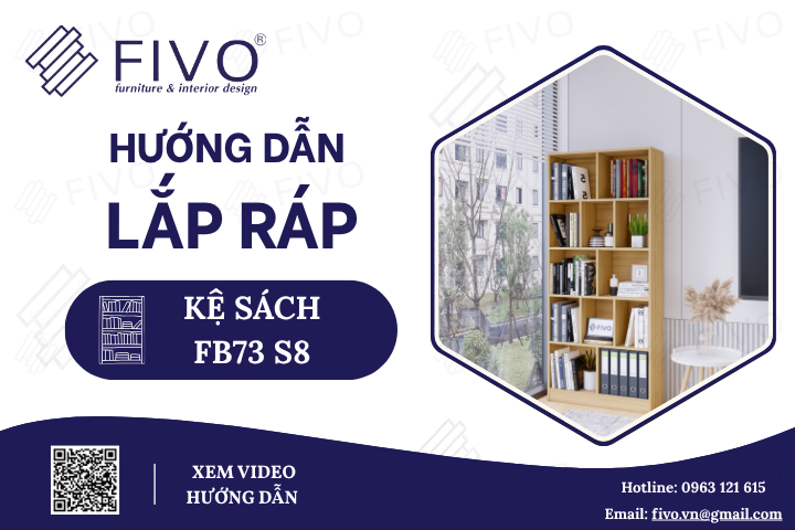 Hướng Dẫn Lắp Ráp Kệ Sách Gỗ FB73 FIVO, Ngang 80cm, Dễ Dàng Thao Tác, Chỉ Trong Vài Phút