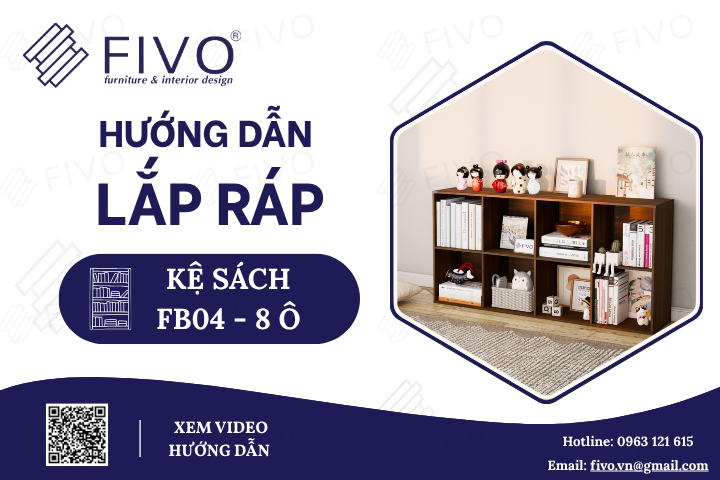 Hướng Dẫn Lắp Ráp Kệ Sách Tổ Ong FB04 FIVO, 8 Ô, Đơn Giản Dễ Dàng