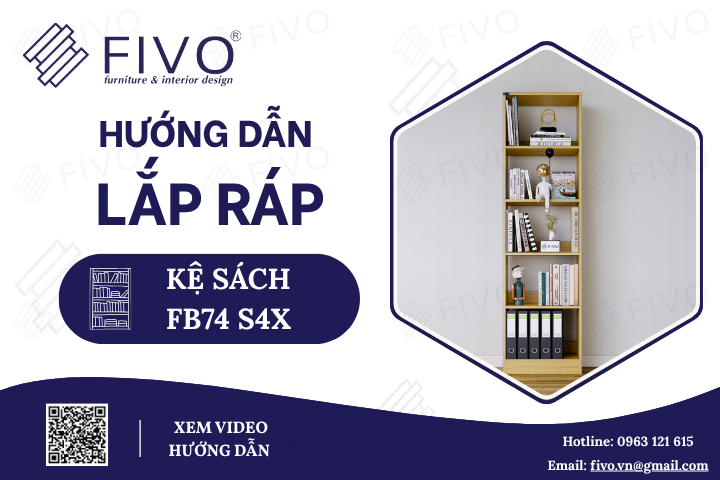 Hướng Dẫn Lắp Ráp Kệ Sách Gỗ FB74 FIVO, Ngang 40cm Đơn Giản, Lắp Đặt Dễ Dàng