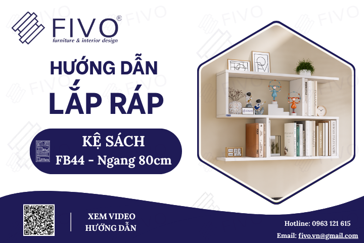 Hướng Dẫn Lắp Ráp Kệ Sách Treo Tường FB44 FIVO, Ngang 80cm, Dễ Dàng Tại  Nhà