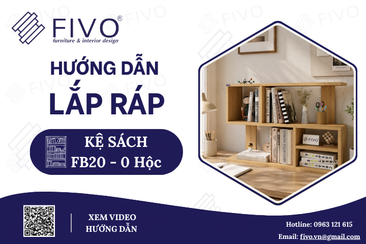 Hướng Dẫn Lắp Ráp Kệ Sách Để Bàn FB20 FIVO, Không Hộc, Dễ Dàng Lắp Ráp