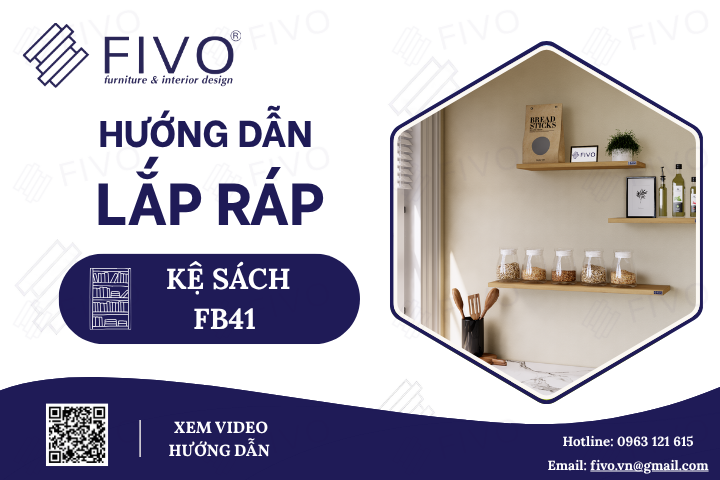Hướng Dẫn Lắp Ráp Kệ Sách Gỗ Treo Tường FB41 FIVO Đơn Giản, Nhanh Chóng