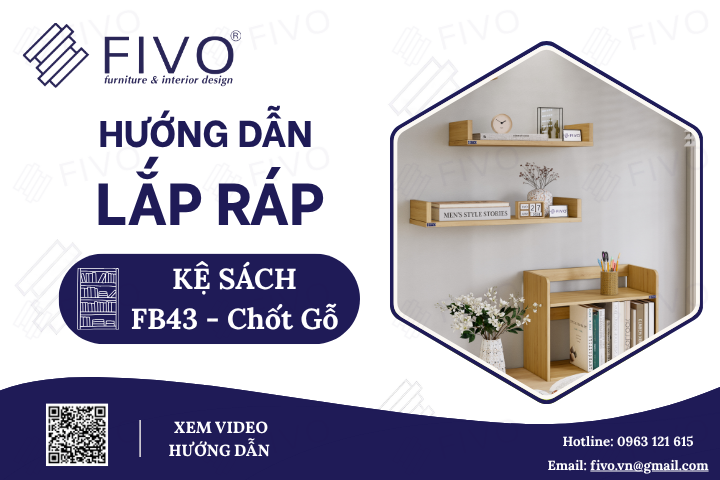 Hướng Dẫn Lắp Ráp Kệ Sách Gỗ Treo Tường & Để Bàn Chữ U FB43 FIVO Bằng Chốt Gỗ Chi Tiết, Lắp Đặt Chỉ Trong Vài Phút