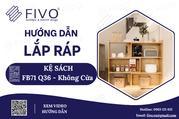 Hướng Dẫn Lắp Ráp Kệ Sách Gỗ Cho Bé FB71 FIVO, 3 Tầng, Ngang 60cm, Không Cửa, Chi Tiết Từng Bước, Dễ Dàng Theo Dõi