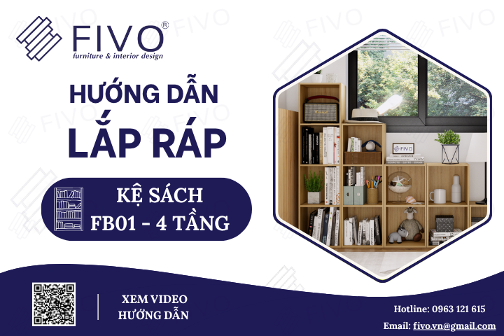Hướng Dẫn Lắp Ráp Kệ Sách Tổ Ong FB01 FIVO, 4 Tầng, Lắp Ráp Đơn Giản