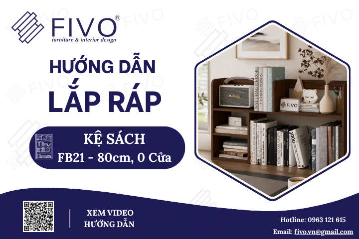Hướng Dẫn Lắp Ráp Kệ Sách Để Bàn FB21 FIVO, Ngang 80cm, 0 Cửa, Đơn Giản Tại Nhà