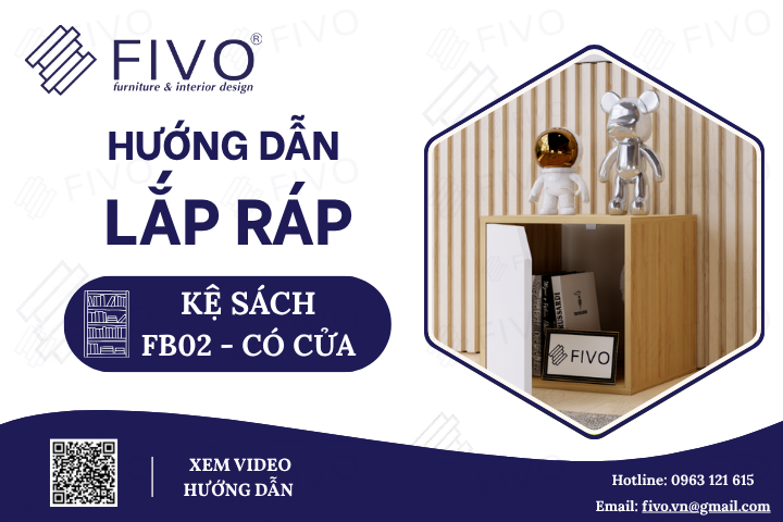 Hướng Dẫn Lắp Ráp Kệ Sách Tổ Ong FB02 FIVO, Có Cửa, Dễ Dàng Lắp Ráp