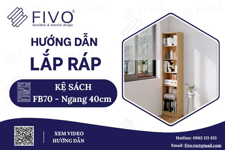 Hướng Dẫn Lắp Ráp Kệ Sách Gỗ Để Sàn FB70 FIVO, Ngang 40cm, Lắp Đặt Dễ Dàng & Nhanh Chóng