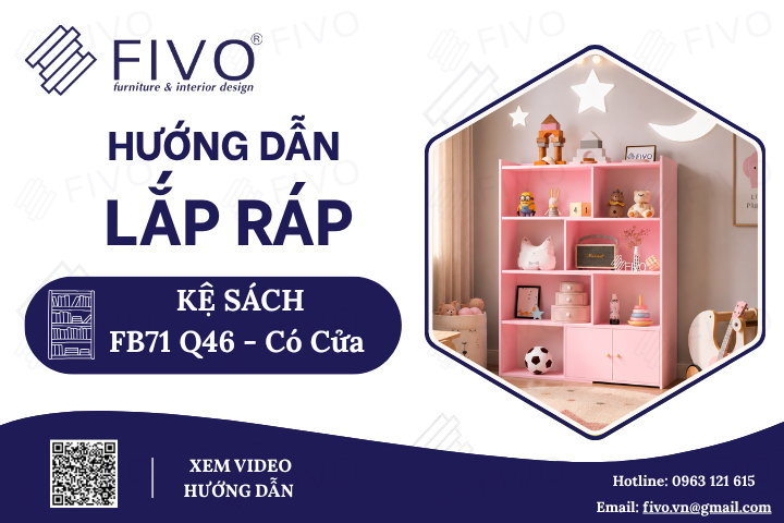 Hướng Dẫn Lắp Ráp Kệ Sách Gỗ Cho Bé FB71 FIVO, 4 Tầng, Ngang 60cm, Có Cửa Nhanh Chóng Tại Nhà