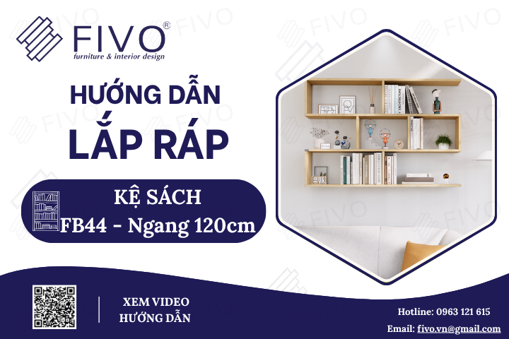 Hướng Dẫn Lắp Ráp Kệ Sách Gỗ Treo Tường FB44 FIVO, Ngang 120cm Nhanh Chóng, Lắp Đặt Chỉ Trong Vài Phút