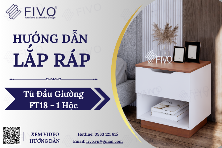Hướng Dẫn Lắp Ráp Tủ Đầu Giường FT18 FIVO, 1 Hộc, Ai Cũng Làm Được