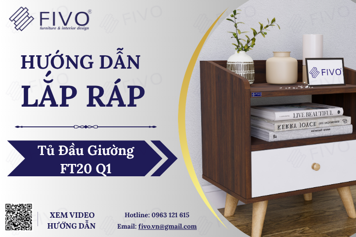 Hướng Dẫn Lắp Ráp Tủ Đầu Giường Gỗ Một Hộc FT20 FIVO, Dễ Hiểu, Dễ Làm, Nhanh Chóng