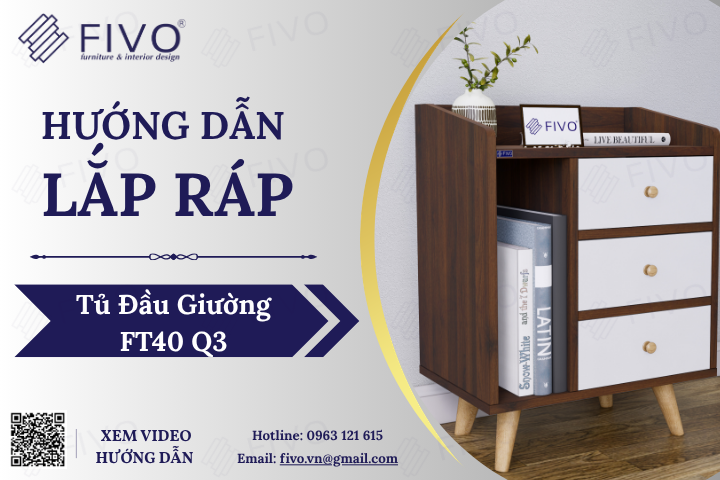 Hướng Dẫn Lắp Ráp Tủ Đầu Giường Gỗ FT40 FIVO Ba Hộc, Thao Tác Chỉ Trong Vài Phút