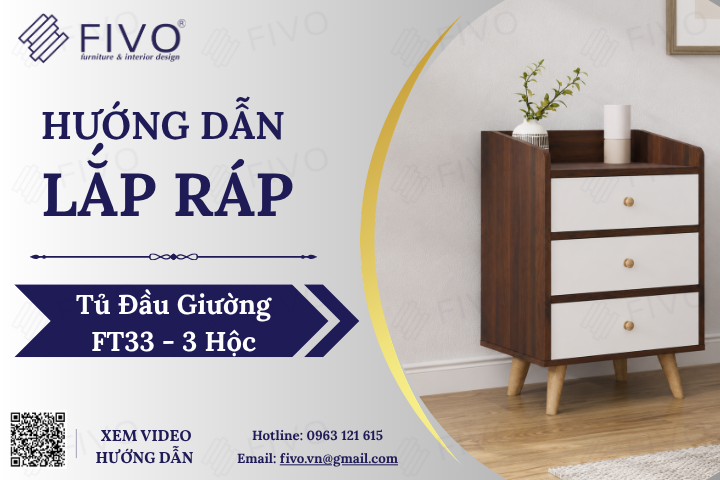 Hướng Dẫn Lắp Ráp Tủ Đầu Giường FT33 FIVO, 3 Hộc, Chỉ Mất Vài Phút