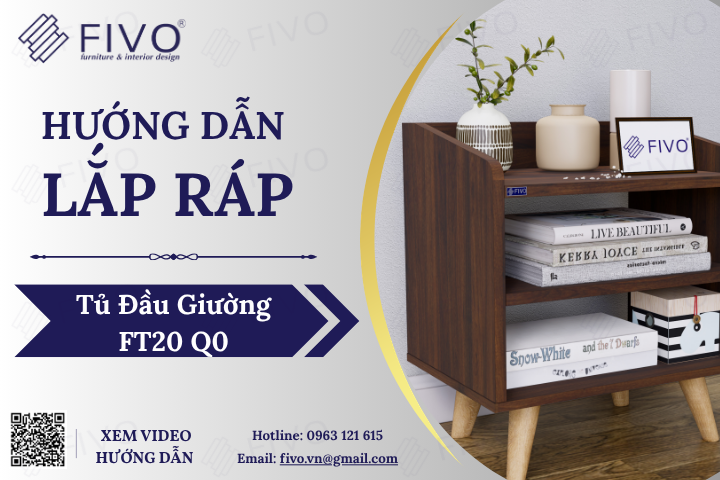 Hướng Dẫn Lắp Ráp Tủ Đầu Giường Gỗ Không Hộc FT20 FIVO Đơn Giản, Lắp Đặt Chỉ Trong Vài Phút