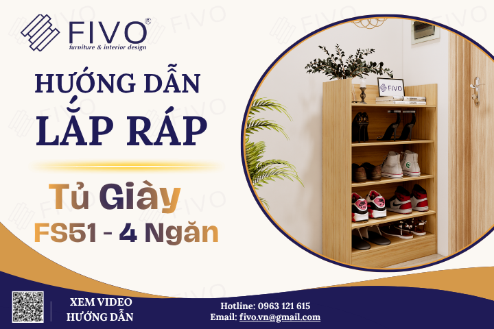 Hướng Dẫn Lắp Ráp Tủ Giày Dép FS51 FIVO, 4 Ngăn, Lặp Đặt Chỉ Vài Phút