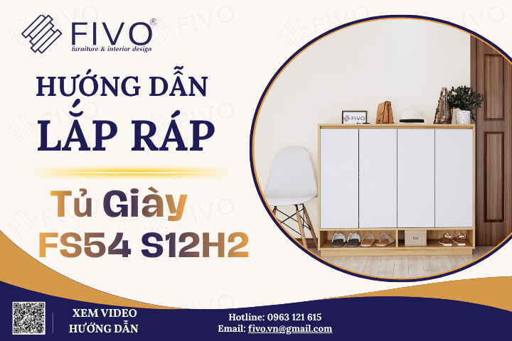 Hướng Dẫn Lắp Ráp Tủ Giày Gỗ FS54 FIVO Ngang 120 cm, Cao 100cm Chi Tiết Từng Bước, Dễ Dàng Theo Dõi