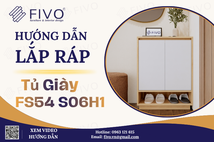 Hướng Dẫn Lắp Ráp Tủ Giày Gỗ FS54 FIVO Ngang 60 cm, Cao 80cm Đơn Giản & Nhanh Chóng