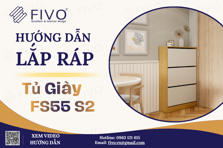 Hướng Dẫn Lắp Ráp Tủ Giày Gỗ FS55 FIVO 3 Tầng Ngăn Đôi Đơn Giản, Dễ Dàng Thực Hiện
