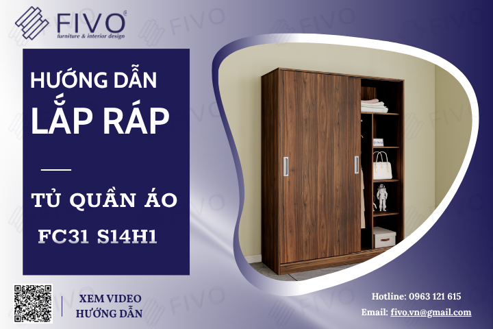 Hướng Dẫn Lắp Ráp Tủ Quần Áo Gỗ FC31 FIVO, Ngang 140cm, Cao 190cm, Dễ Dàng Lắp Đặt