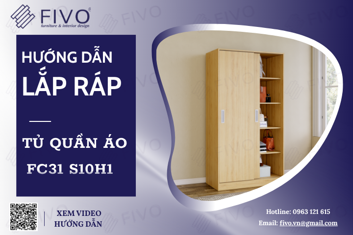 Hướng Dẫn Lắp Ráp Tủ Quần Áo Gỗ FC31 FIVO, Ngang 100cm, Cao 190cm, Dễ Dàng Lắp Đặt