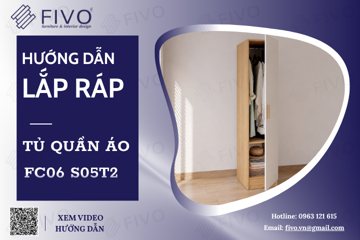 Hướng Dẫn Lắp Ráp Tủ Quần Áo Gỗ FC06 FIVO, Tủ Đồ Treo, Dễ Dàng Lắp Đặt Tại Nhà