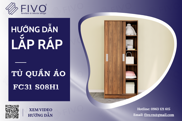 Hướng Dẫn Lắp Ráp Tủ Quần Áo Gỗ FC31 FIVO, Ngang 80cm, Cao 190cm Nhanh Chóng, Chỉ Trong Vài Phút