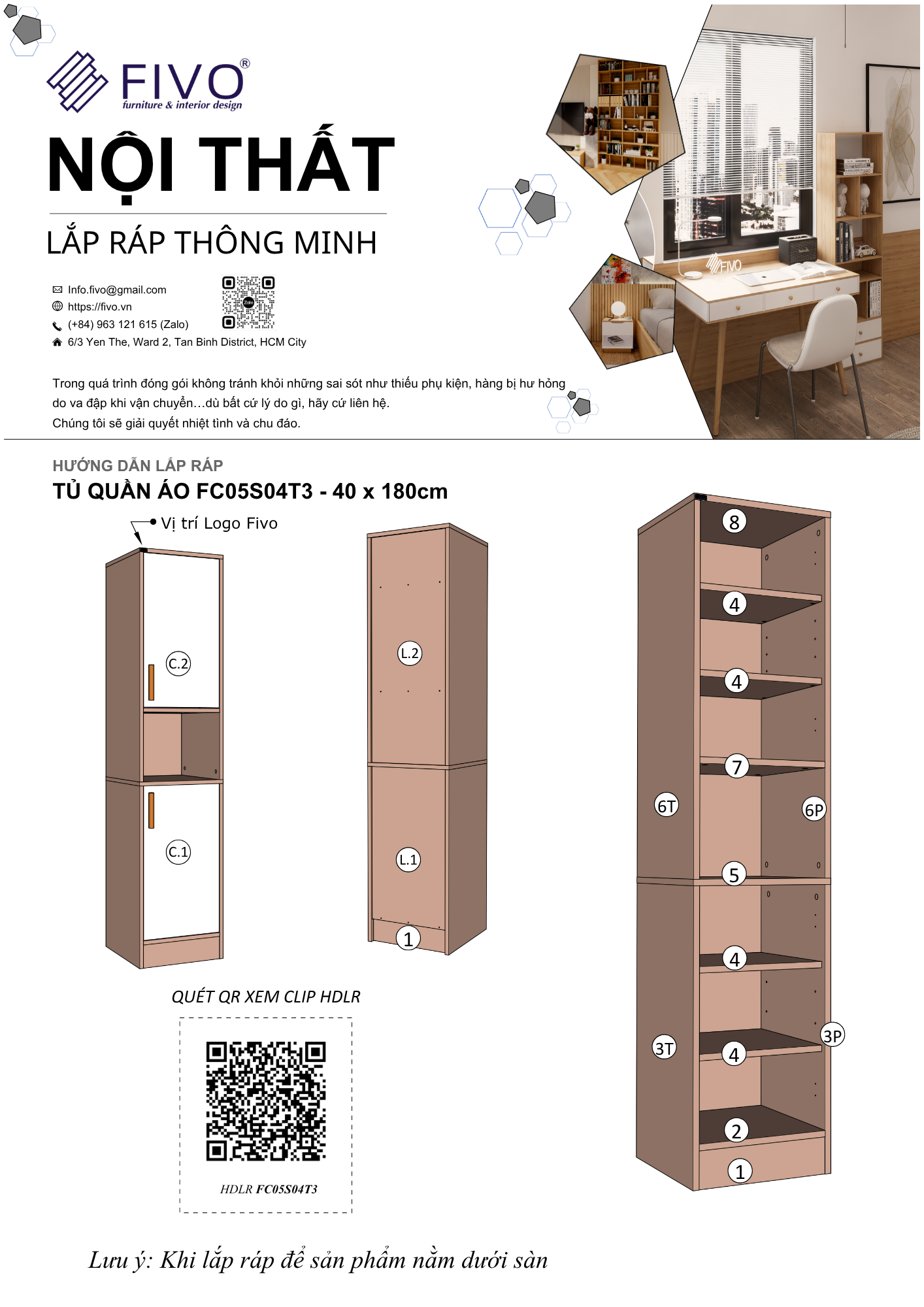 Hướng Dẫn Lắp Đặt Tủ Quần Áo FC05, Tủ 2 Cửa FIVO