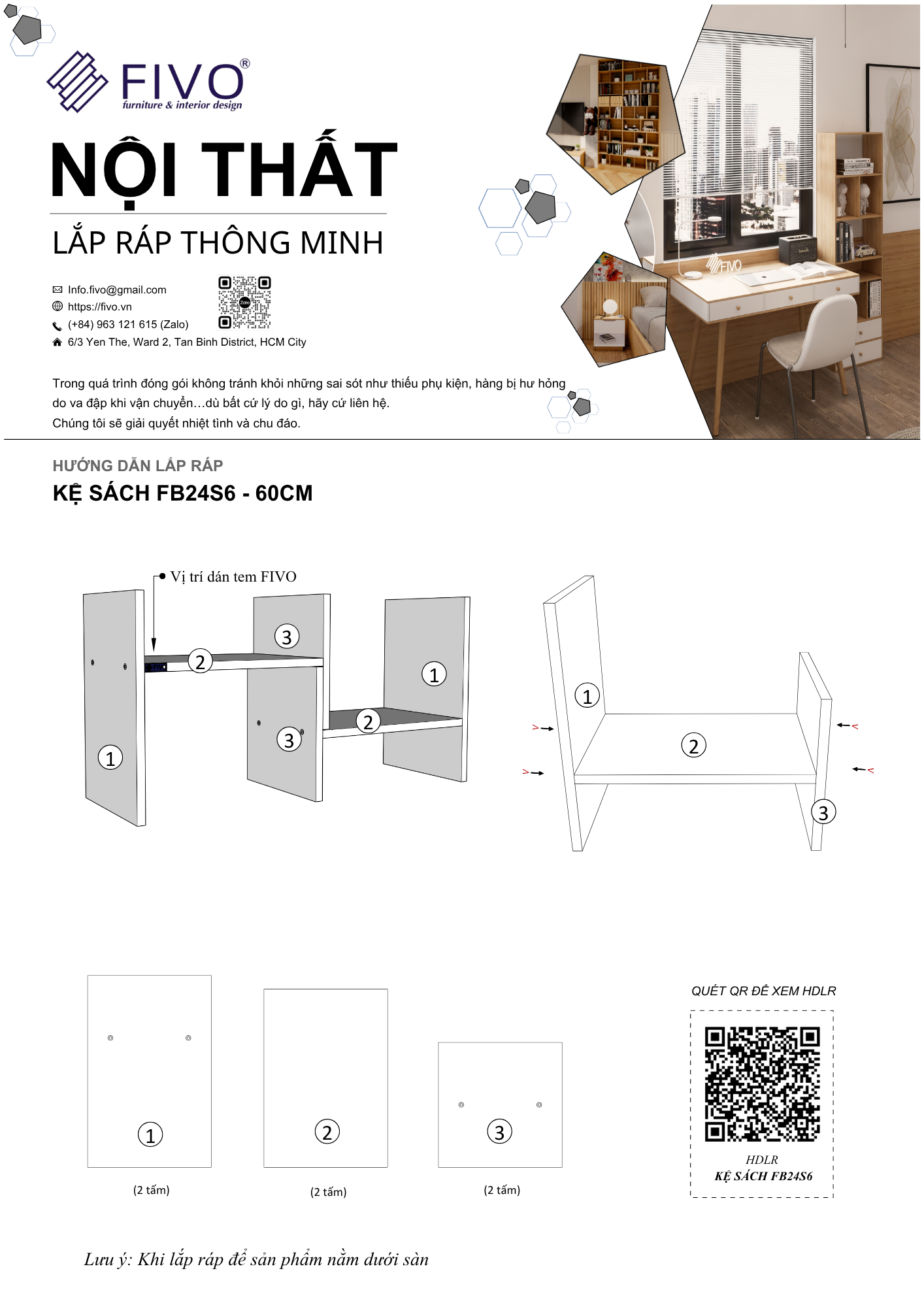 Hướng dẫn lắp ráp Kệ Sách Để Bàn FB24, Ngang 80cm FIVO