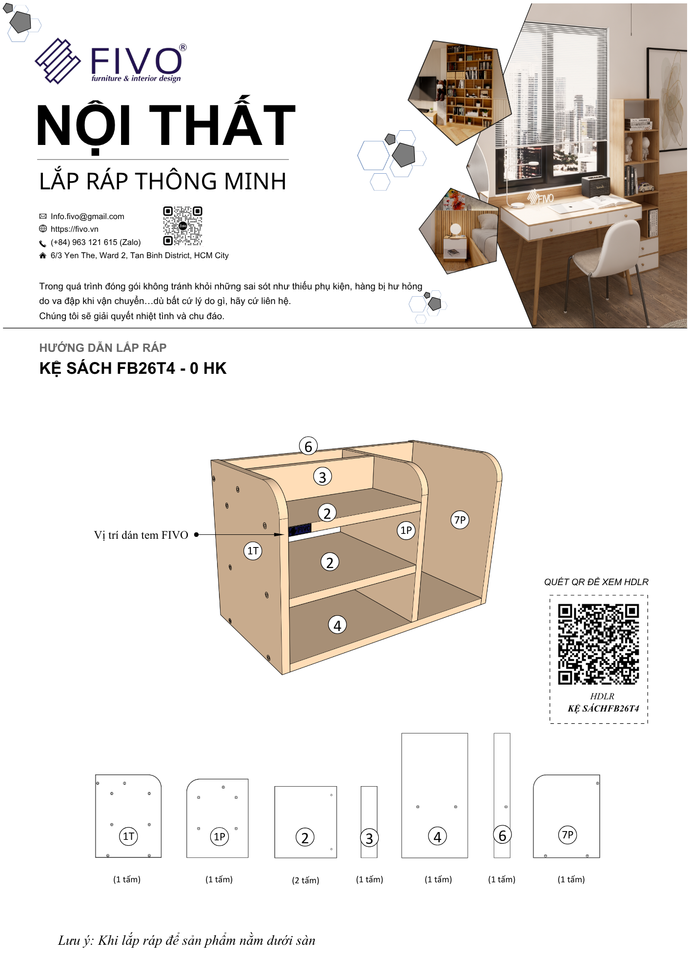Hướng dẫn lắp ráp Kệ Sách Để Bàn FB26, Ngang 40cm, 1 Hộc FIVO