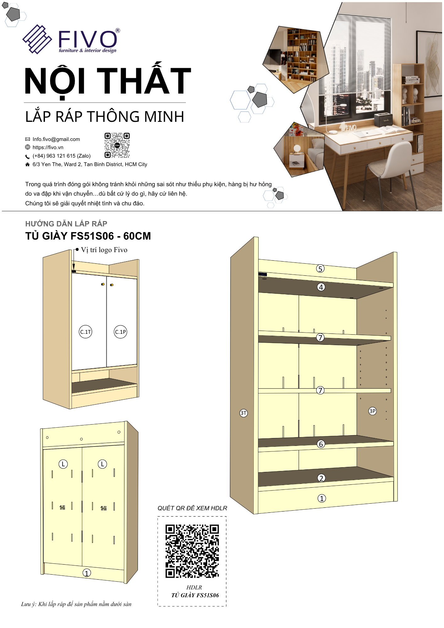 Hướng Dẫn Lắp Ráp Tủ Giày Dép FS51 FIVO, 4 Ngăn FIVO