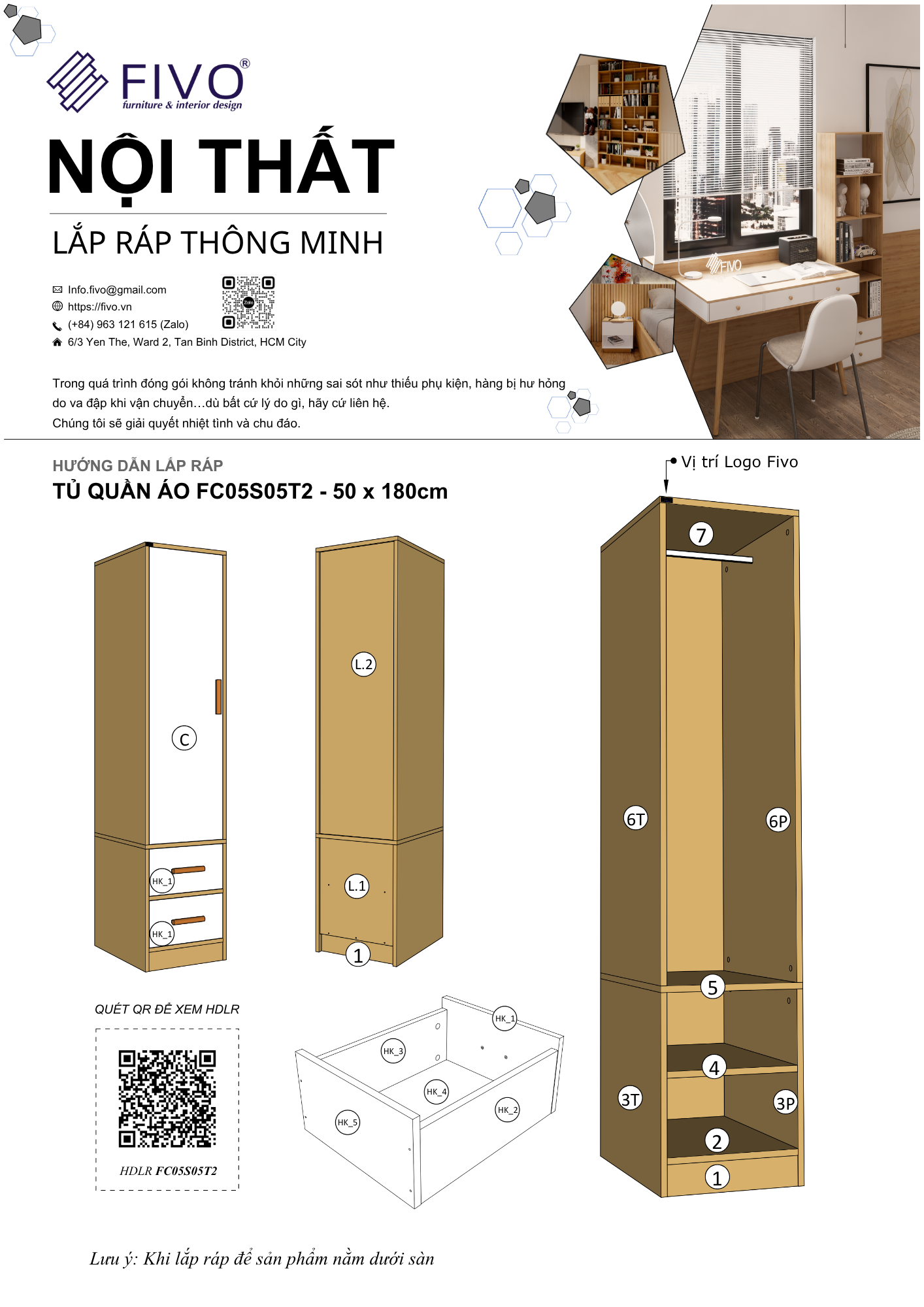Hướng Dẫn Lắp Đặt Tủ Quần Áo FC05, Tủ Đồ Treo FIVO
