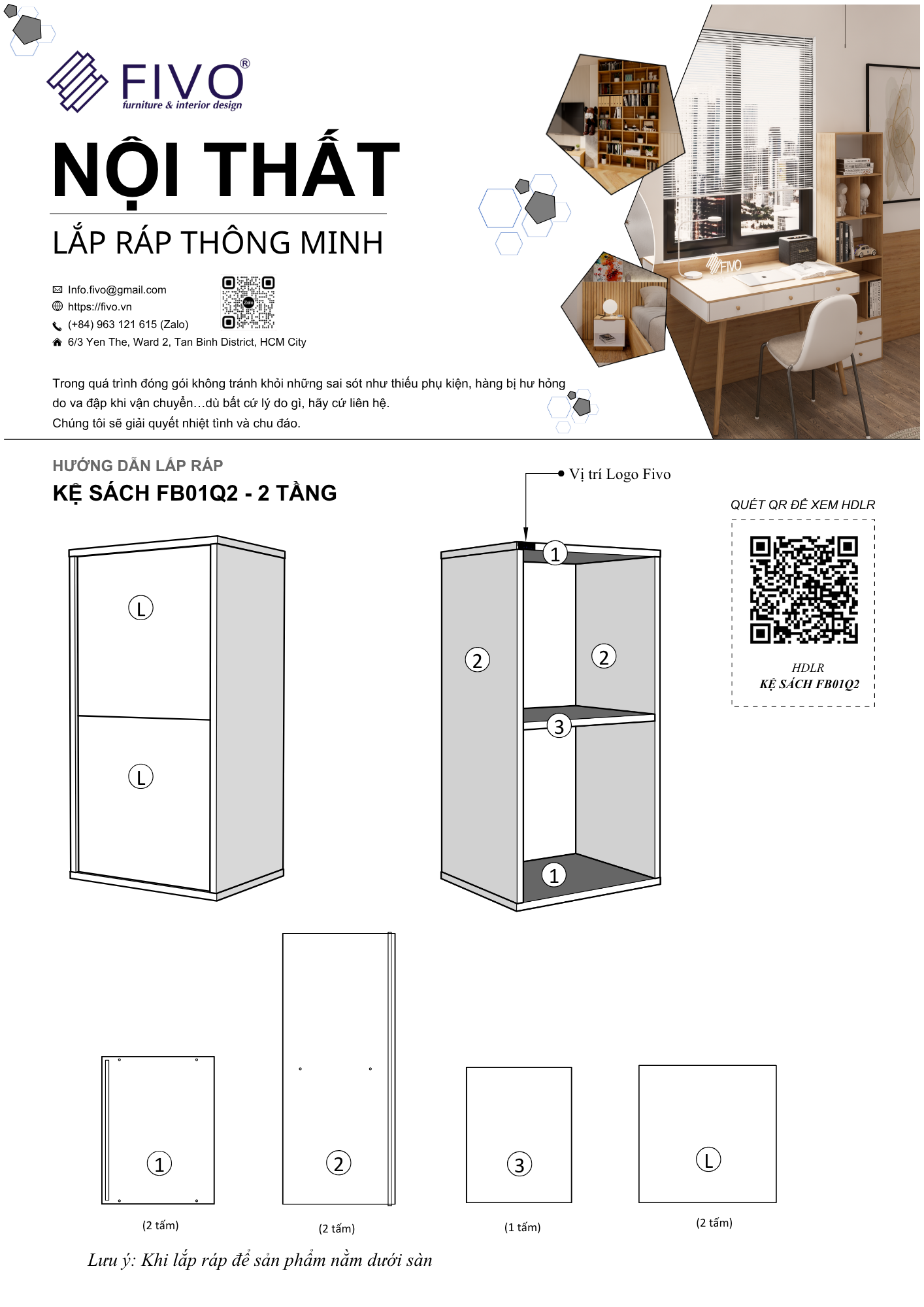 Hướng dẫn lắp ráp Kệ Sách Tổ Ong FB01, 2 Tầng FIVO